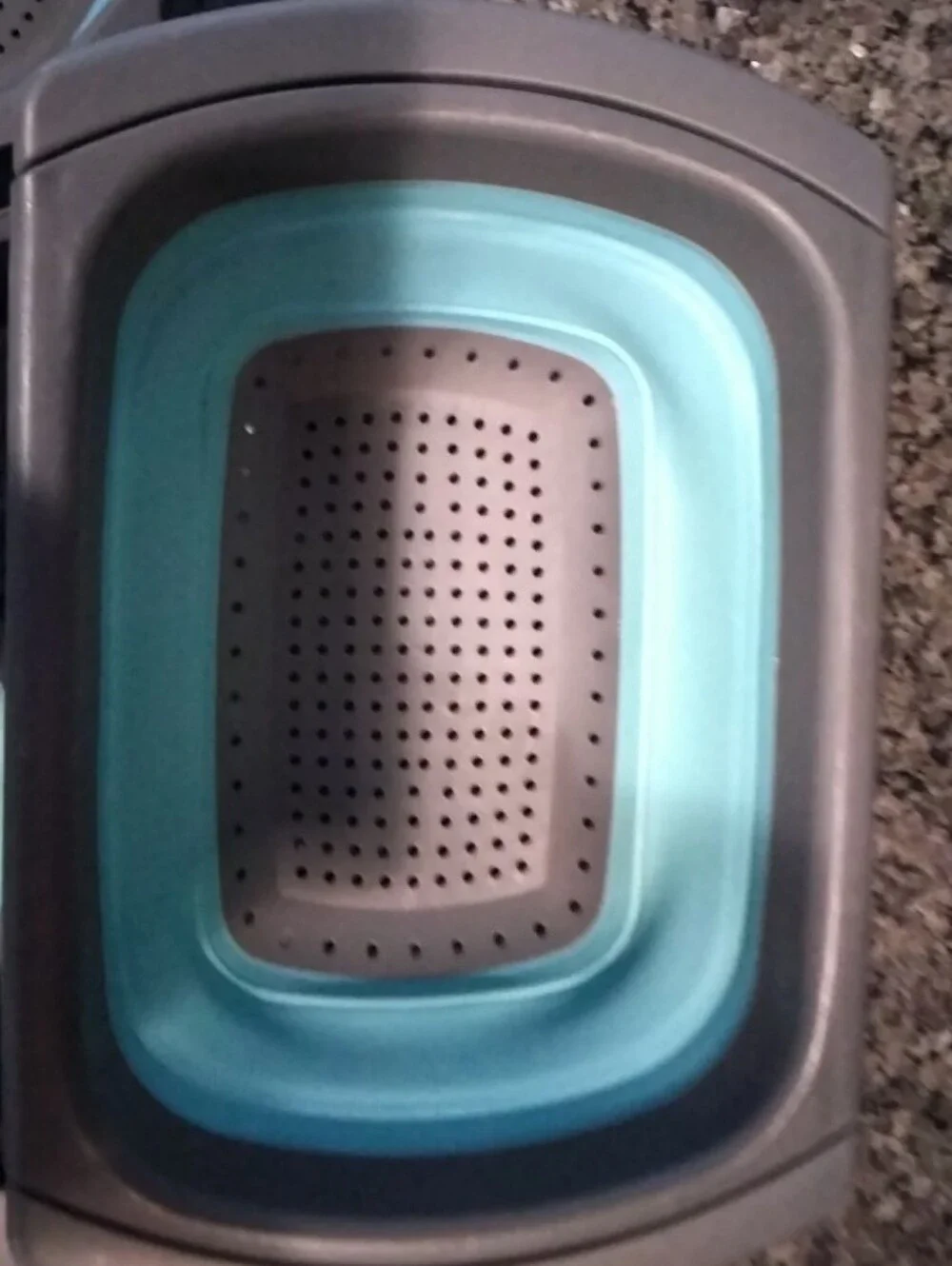 Collapsible Silicone Kitchen Colanders and Strainers - Aqua/Gray Set Of 4